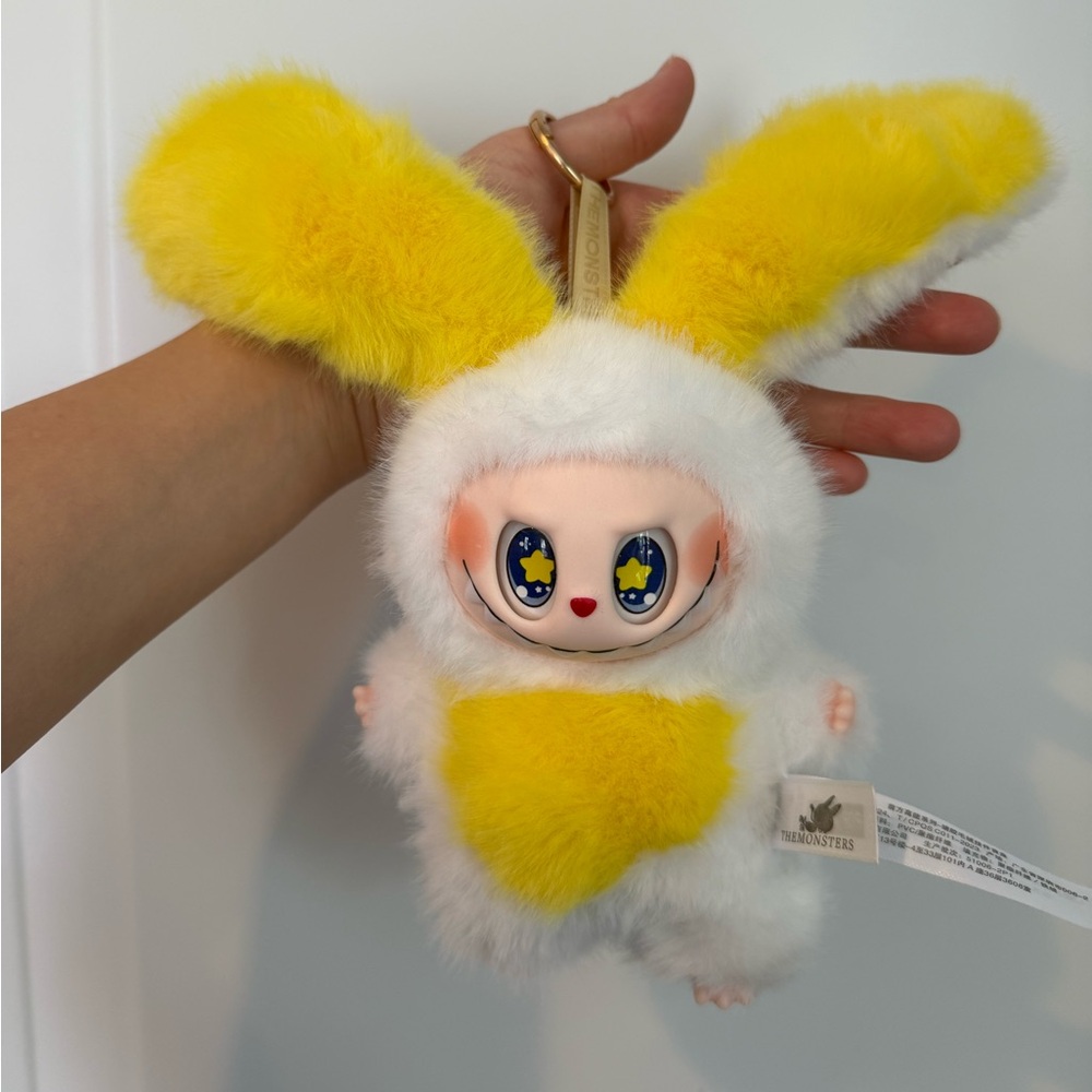 Plush Labubu Bunny Keychain - White & Yellow Small Pet Accessory-not Pop Mart
